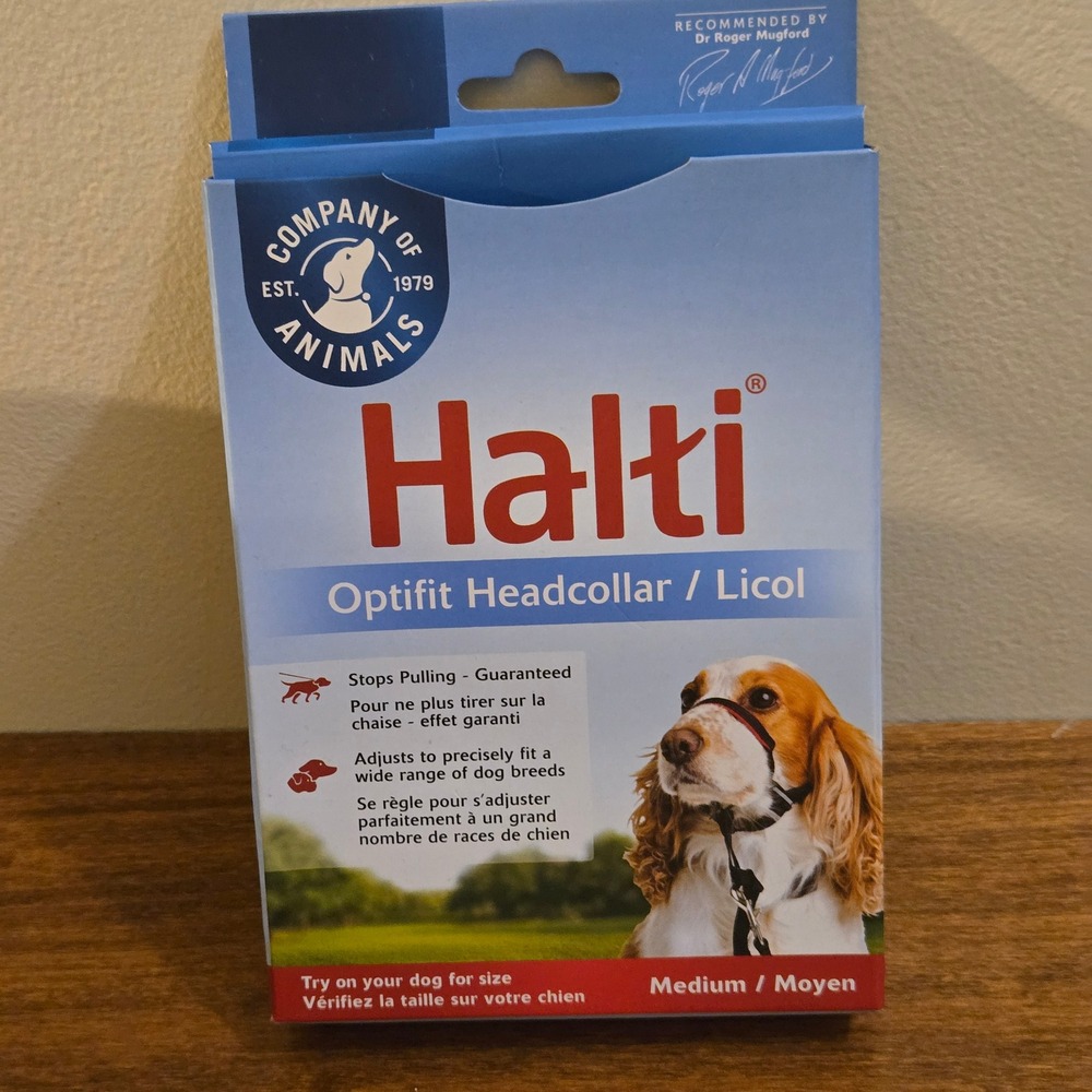 Halti Optifit Headcollar Medium Black Red No-Pull Dog Training Harness Padded